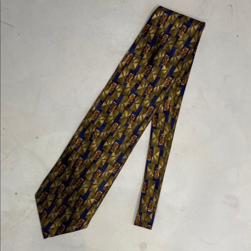 Pronto Uomo Blue and Gold Paisley Tie